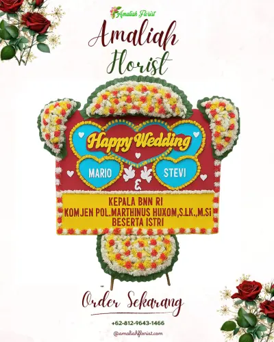 Karangan Papan Bunga Pernikahan di Patas